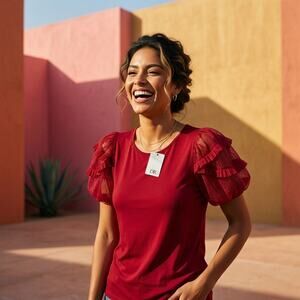 DR2 fiusha short sleeve puff blouse  XL